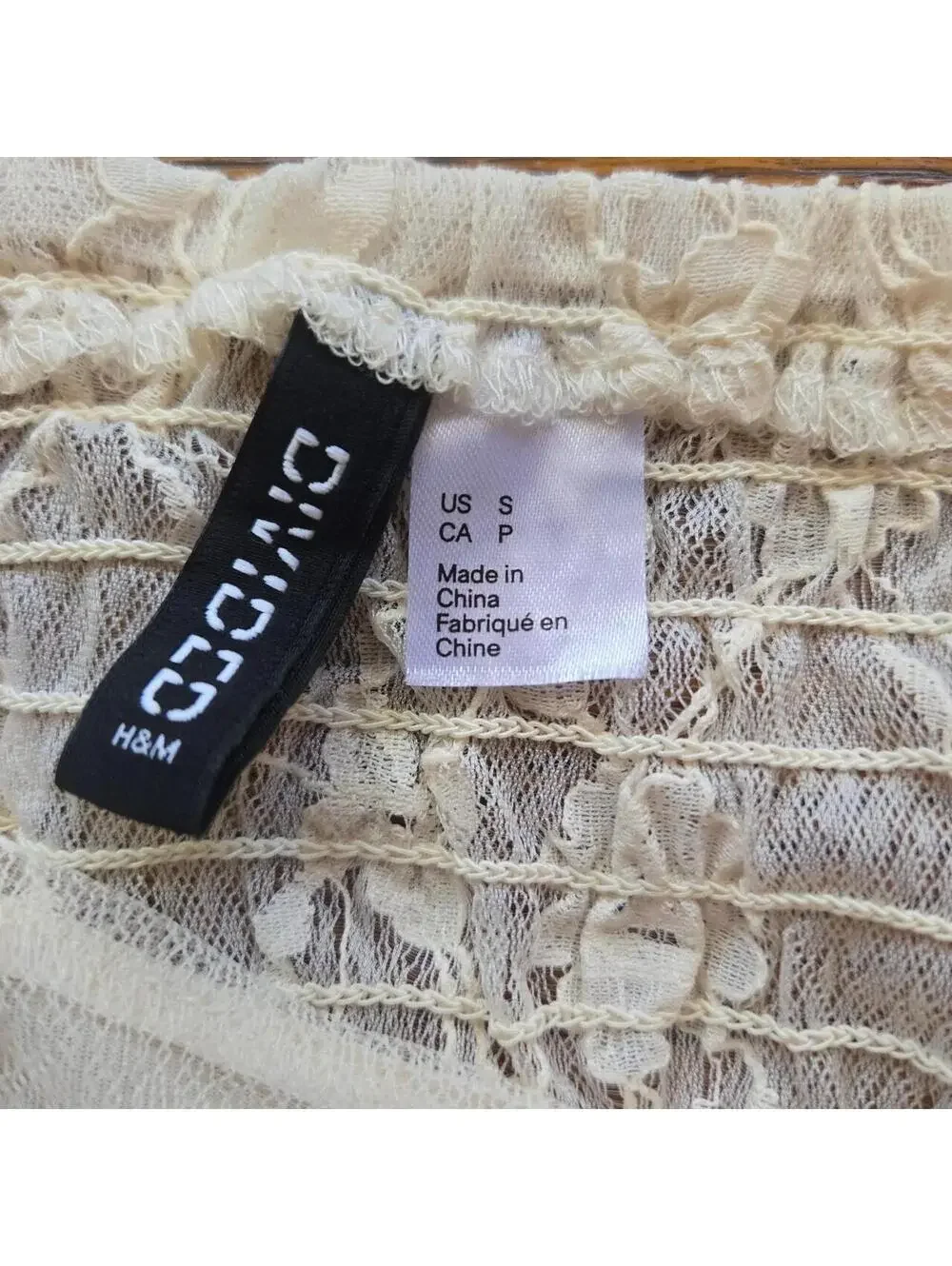 Cottagecore Y2K Cream Floral Lace Long Sleeve Crop Top Size Small from H&M